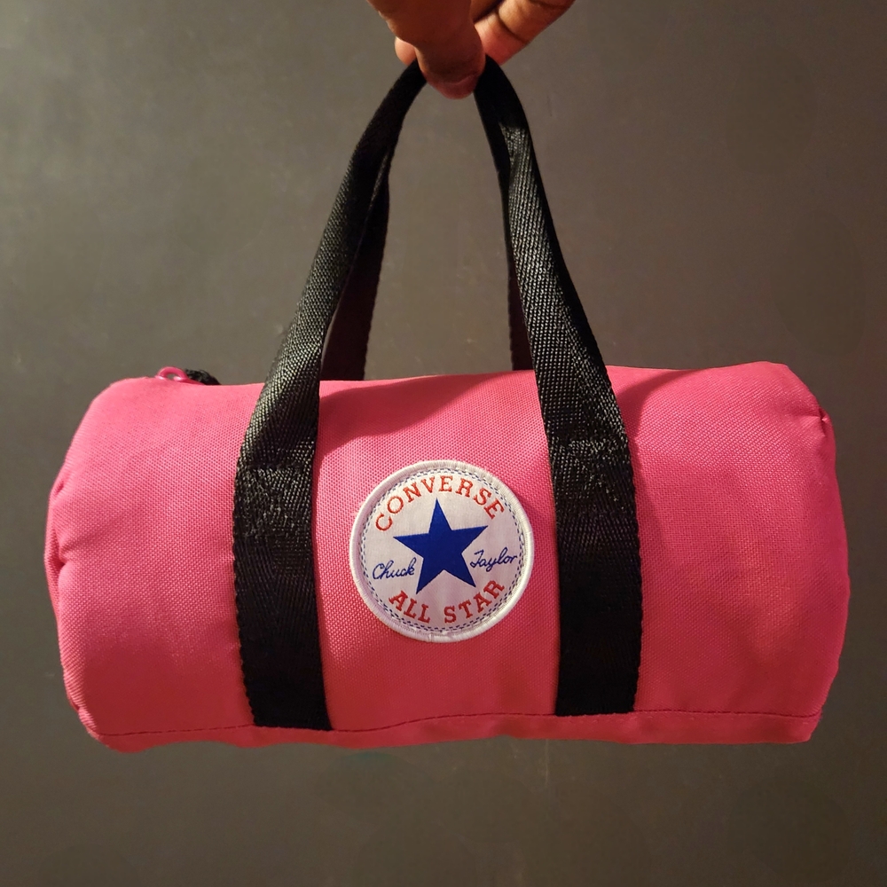 Converse pink/black mini barrel bag